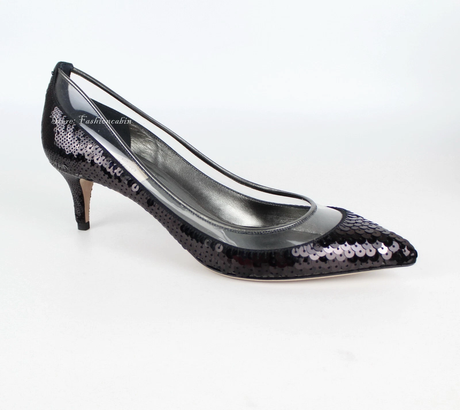 NUOVA POMPA DOLLYBOW VALENTINO GARAVANI PASSERELLA PAILLETTES Nero EUR 38 5 MSRP $1075