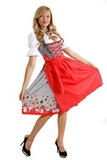 Dirndl Damen Trachtenkleid Rot geblümt  3 Tlg.   Gr.40   F7025..