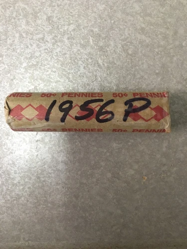 1956 P Lincoln Wheat Cent Pennies ~ Circulated ~ Full Roll of 50 ~ G - XF