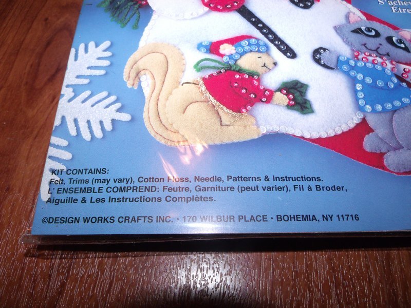 Design Works Felt Jewel Stocking Kit  SNOWMAN AND ANIMALS 16"