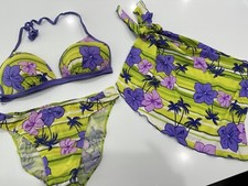 Venus Floral Vintage Bikini Top D Moderate Rise Bottoms Sz XL  Wrap/ Sarong