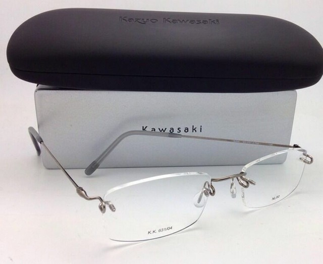 KAZUO KAWASAKI Eyeglasses MP 631 04 NL/50 Rimless Titanium Pewter/Silver Frames eBay