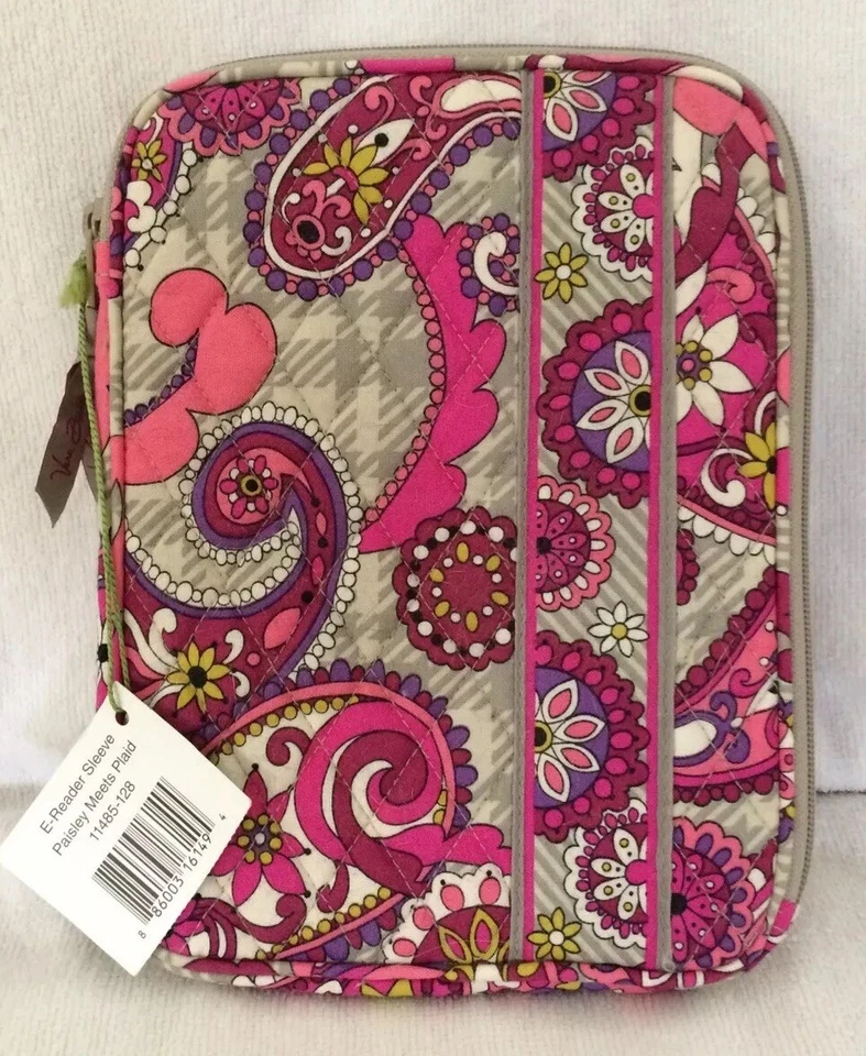 Vera Bradley E-READER SLEEVE  PAISLEY MEETS PLAID iPadMini Kindle Nook New W Tag - Image 2 of 4