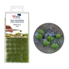WWS Static Grass Tufts x 100 – Spring, 10mm – Model Railway Wargame Scenery