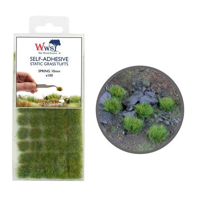 WWS Static Grass Tufts x 100   Spring, 10mm   Model Railway Wargame Scenery