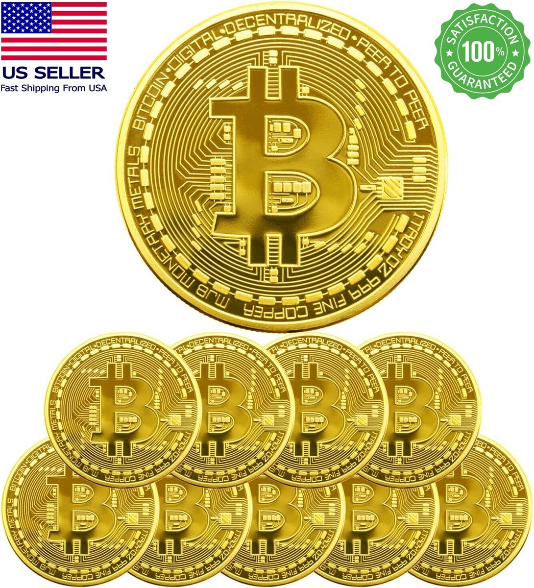 10Pcs Physical Bitcoin Coins Commemorative 24K Gold Plated Bit Coin  Collectible | eBay