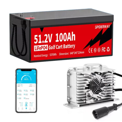 48Volt 100Ah LiFePO4 Lithium Battery for Club Car Carryall Transporter Golf Cart