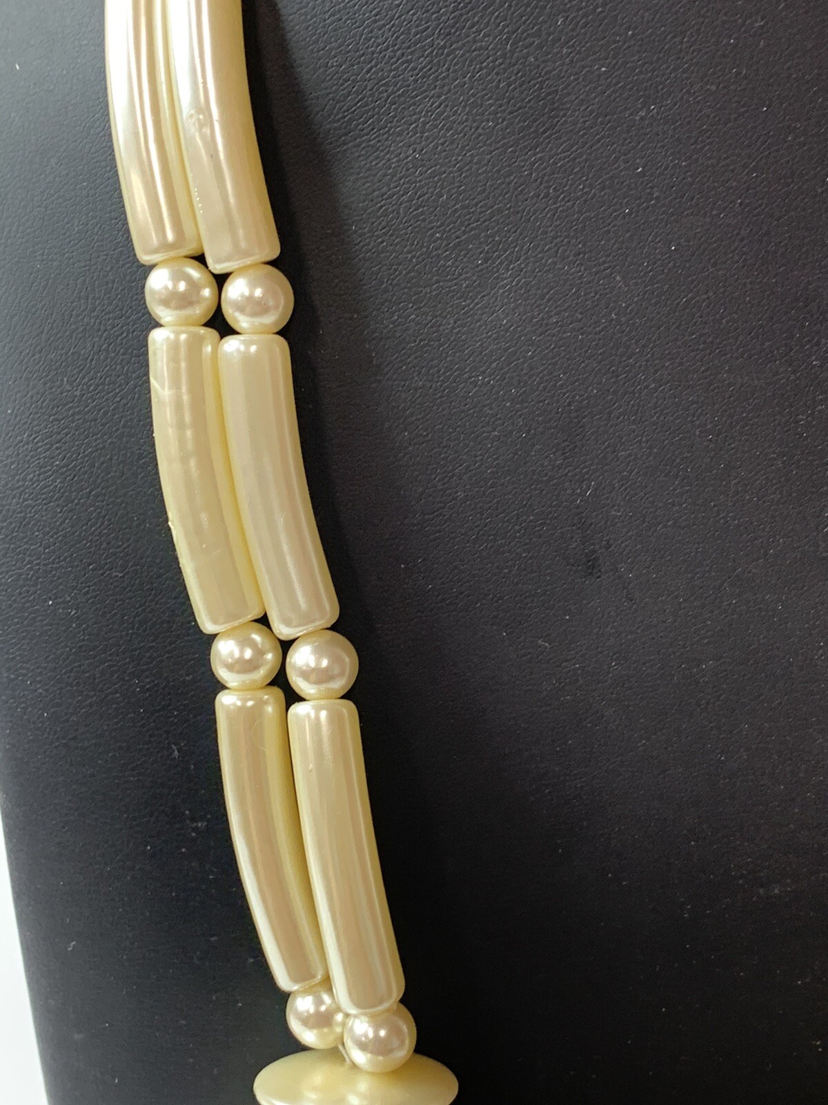 White Beaded Statement Large Necklace - image 8