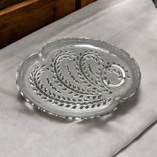 Vtg 50’s Set Of  12 Federal Glass Homestead Snack Clear Glass Luncheon Plates