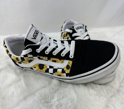 Vans Old Skool Sunflower Black/Yellow Skate Sneakers - Womans Size 6.0