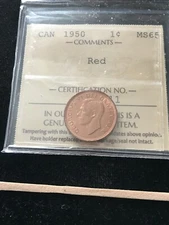 1950  ICCS Graded Canadian Small One Cent**MS-65**# XMY 111
