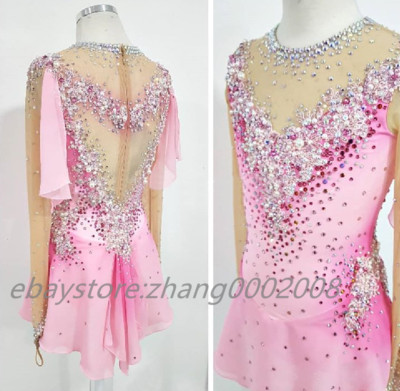 Pink Ice Figure Skating Dress /Rhythmic Gymnastics /Tap Twirling Costume