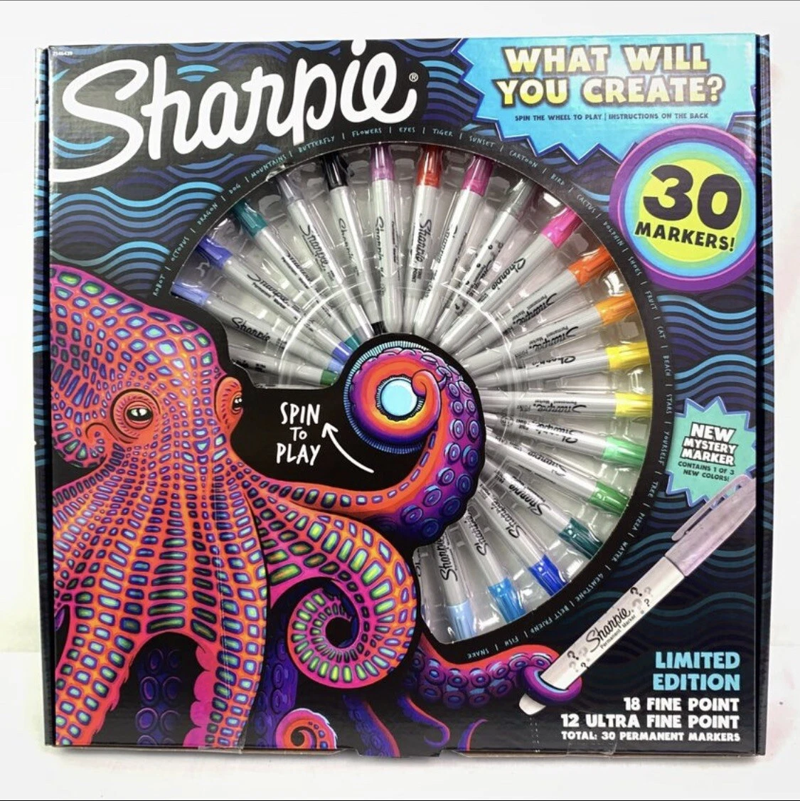 Sharpie Permanent Art Marker Set of 30 w Mystery Color and Game NEW IN  PACKAGE