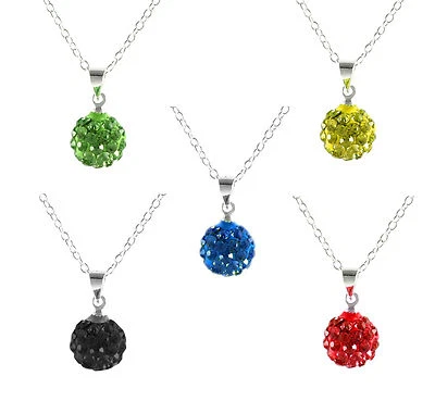 Damen Zirkonia Kugel Halsketten Strass Geschenk Set Anhänger 925 Silber Ø 10mm - Bild 1 von 2