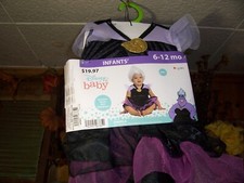 DISNEY INFANTS URSULA HALLOWEEN COSTUME SIZE 6-12 MONTHS DRESS BELT HEADPIECE NE