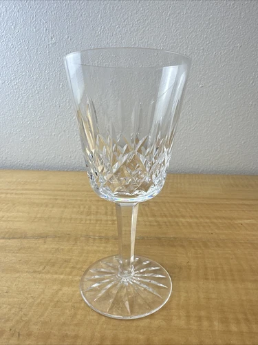 Waterford Crystal Lismore Water Goblet Glass 7" Signed Vintage