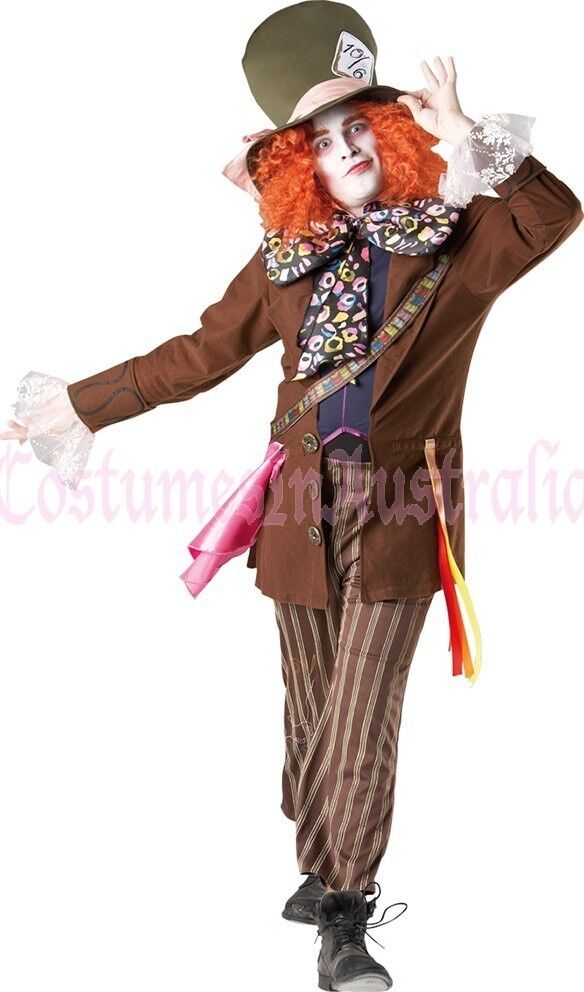 Alice In Wonderland Mad Hatter Mens Adult Fancy Dress Halloween Costume