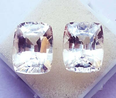 Natural White Sapphire Cushion Cut 8 to 10 Ct Pair Certified Loose Gemstone RW01