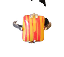 Natural Malachite Gemstone Tibet Silver Plated Ring - New - Size 9