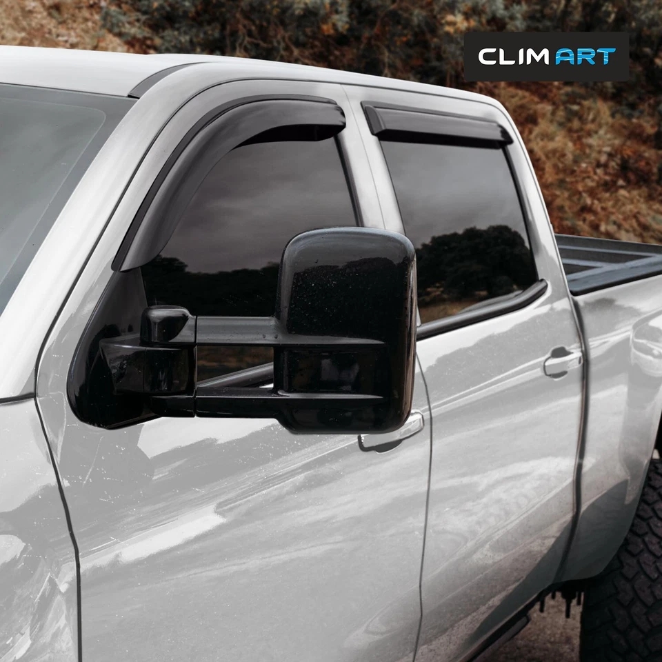 Protectores de lluvia viseras de ventilación para Chevy Silverado 2500/3500 2015-2019 doble cabina Foto 3 de 4