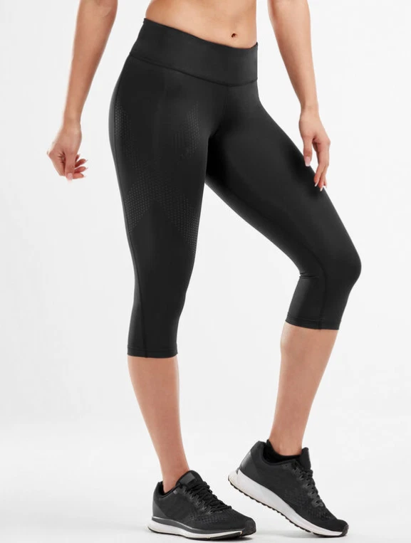 2XU Women's MID-RISE COMPRESSION 3/4 TIGHT WA2865B BLK/DBK Size: S NIB