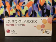 LG 3D Glasses AG F200 Cinema Glasses 2-Pack Boxed White Frames For 3D Movies