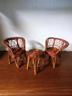 Vintage 3pc Wicker Rattan Doll Furniture Barbie Size 5"