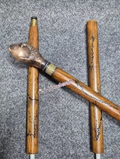 Antique Ovi Vintage Head Shiny Wooden Walking Stick Premium Cane