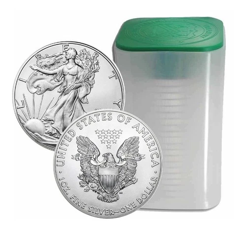 Roll Of 20 $1 Silver American Eagles 1 oz .999 Fine Coins BU Mint Tube