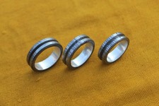 3 damascus steel finger ring silver liner inside valentine gift 11,10,9 US SIZE