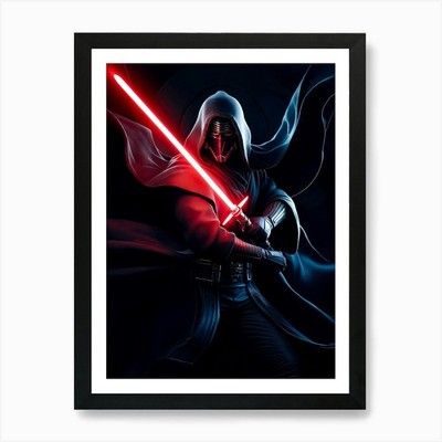 Dunkle Jedi mit Lichtschwert Star Wars gerahmtes Wandbild Poster Leinwanddruck Bild