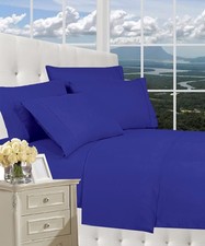 CELINE LINEN 1500 4-Piece Sheet Set Full Royal Blue Deep Pocket 16 inch