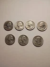 Washington Quarters lot of 7 90% silver  from 1939 to 1954,No reserve price.
