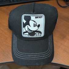 Disney Mickey Mouse Ball Hat Cap Trucker Style Vented Black/White Adult