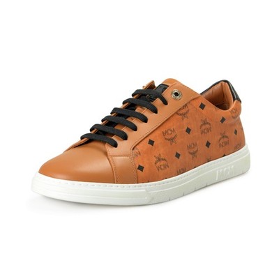 MCM Women's Brown Leather Logo Print Fashion Sneakers Shoes US 5 IT 35