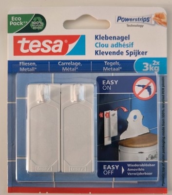Tesa Klebenagel Fliesen Metall, Verstellbar, 2 Stück, 3kg