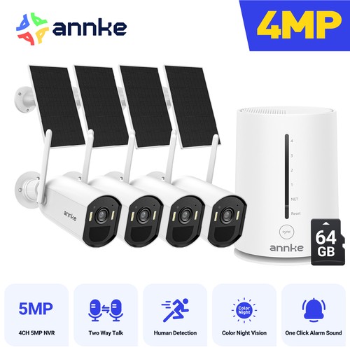 ANNKE Wireless 4MP Color Night Security Camera System Solar Power Two Way Audio - Picture 16 of 20