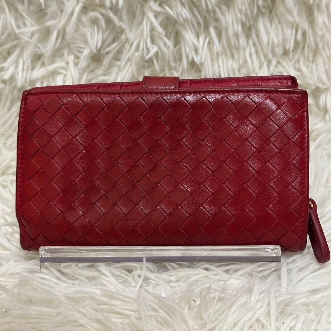 Bottega Veneta Intrecciato Leather Bifold Wallet Red Unisex Excellent Condition thumbnail 3