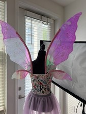 Large Pink Iridescent Fairy Wings Adult Plastic Costume Handmade 24 Inch