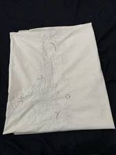 Beige Vintage Rectangle Embroidery Cutwork Cotton Tablecloth 80X63