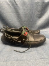 Gucci Leather Driving Moccasin Loafers Black Leather Red Green Detail SZ 10