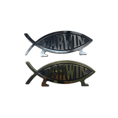 Darwin Fisch Autoaufkleber Chrom Evolution Emblem 3D Autoabzeichen  Gold/Silber