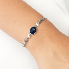 Premium Quality Star - Sodalite 925 Sterling Silver Bracelet Jewelry B-1044