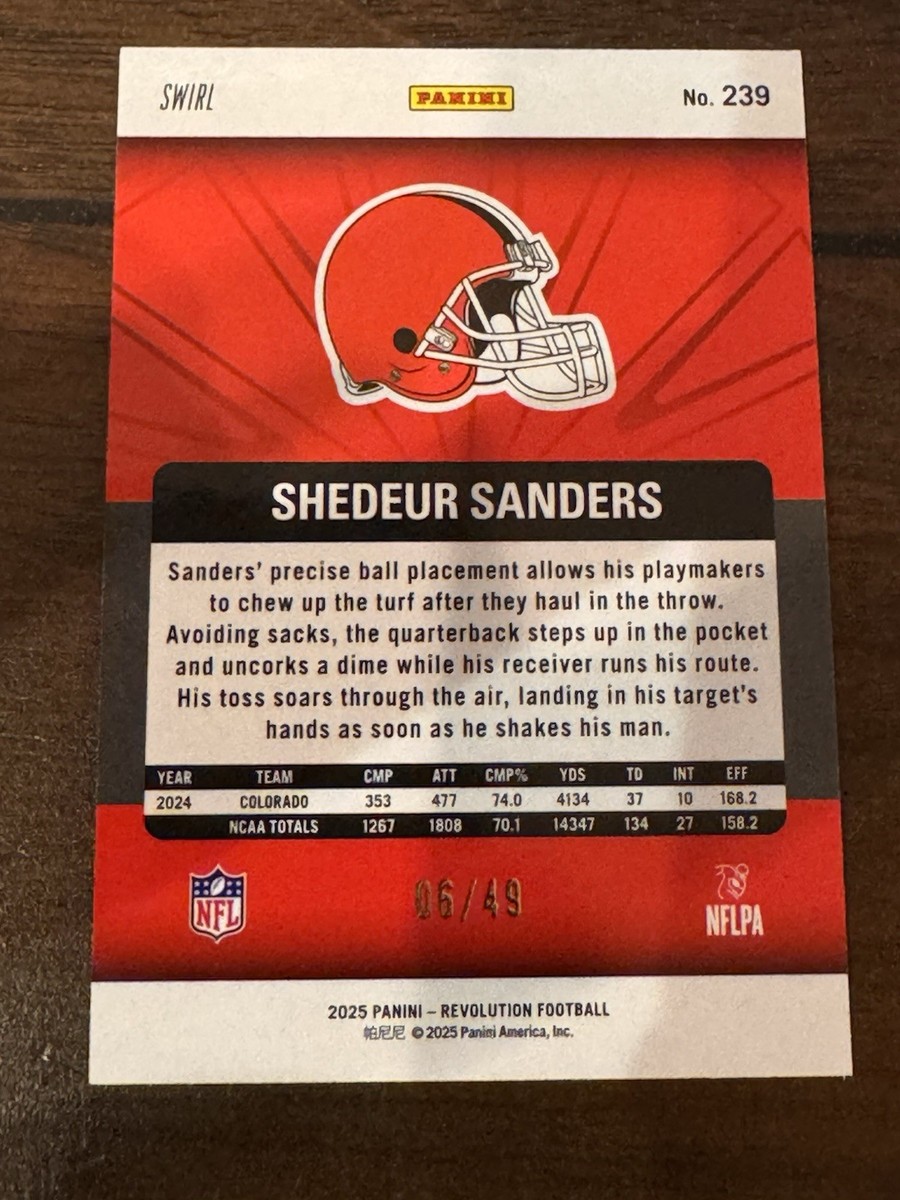 2025 Panini Revolution NFL Football Shedeur Sanders Purple Swirl