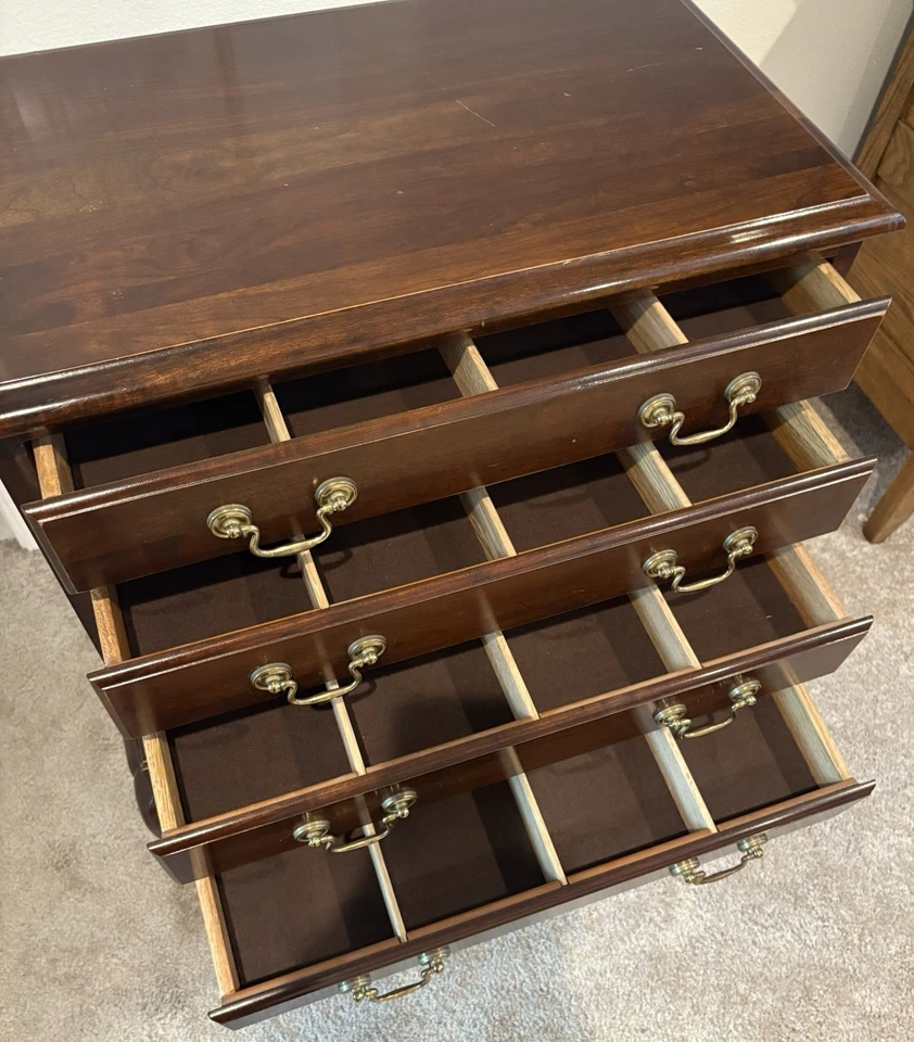 Crescent Furniture Vintage Solid Cherry Silver Chest or Jewelry Armoire - Image 2 of 4