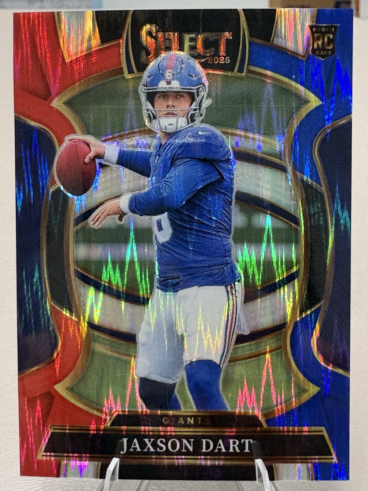 Panini 2025 Select Concourse Jaxson Dart Red and Blue Shock #93 New York Giants