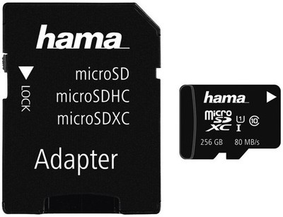 HAMA microSDXC 256GB Class 10 UHS-I 80MB/s mit Adapter