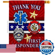 Breeze Decor First Responders House Flag 28 X 40 Double-Sided Made in USA