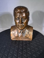 Vintage John F Kennedy Bronze Bust Bank Glen Ellyn Savings IL