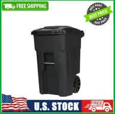 Toter 48-gallon black garbage can with wheels and lid